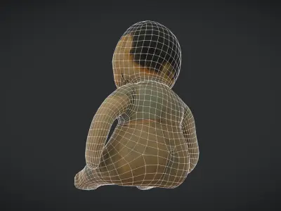 Broken Vintage Doll Low-poly 3D model