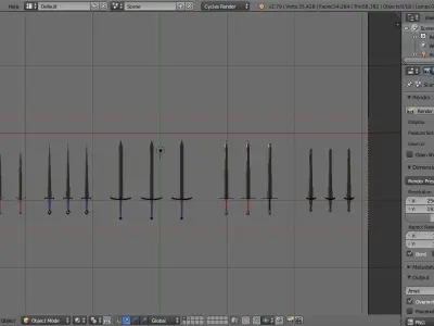 Swords three Low-poly 3D model