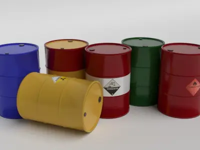 Metal Barrels - Low Poly PBR Low-poly 3D model