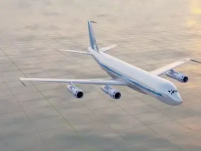 Fictional Quad Engine 1950s Jetliner 707-320B Inspired Low-poly 3D model