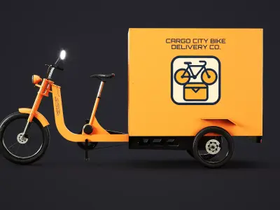 Electric Cargo Tricycle Delivery Bicycle Low-poly 3D model