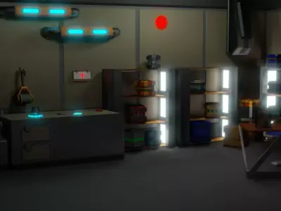 sci - fi 3D low poly furniture models Free  Free low-poly 3D model