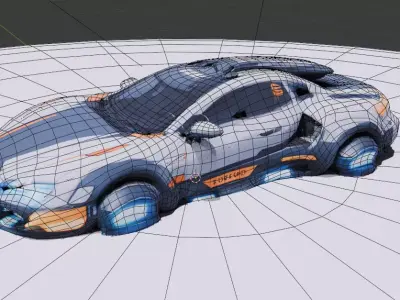 Detailed SciFi Sports Car 3D Model 3D model