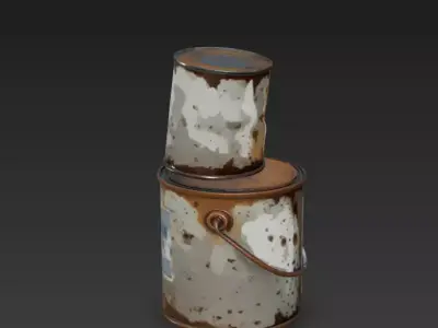 Rusty Damaged Paint Cans  Post-Apocalyptic Wasteland Prop 3D model