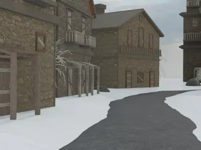Snowy Mountain Village 3D model order