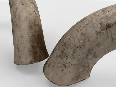 rolled horns 01 3D model purchase