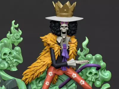 Brook diorama fanart - One piece - Split part 3D print model