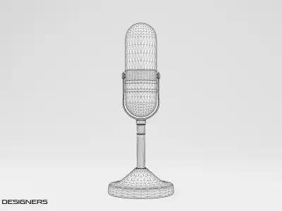 Vintage Microphone Low-poly 3D model