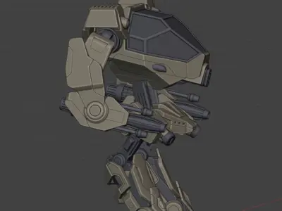 Mecha - Realistic Machine Gun Robot  Fully Rigged  Game-Ready 3D model