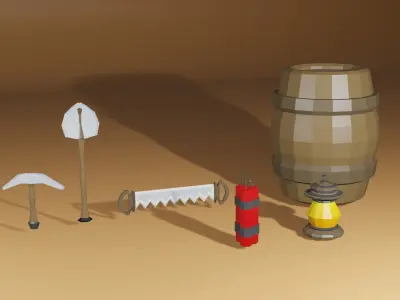 Low Poly Mine Tool Kit Free low-poly 3D model