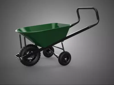 3 THREE WHEELS WHEELED WHEEL BARROW WHEELBARROW TIRE BASE CART 3D model