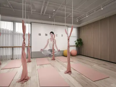 Dance yoga classroom Low-poly 3D model