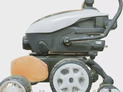 Robotic Gardening Assistant with Multiple Attachments Low-poly 3D model