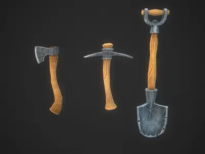FREE stylized tools Free low-poly 3D model