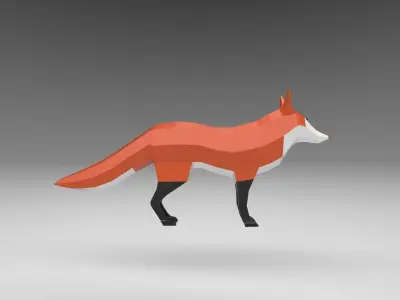 Low poly fox 3d Model Low-poly 3D model