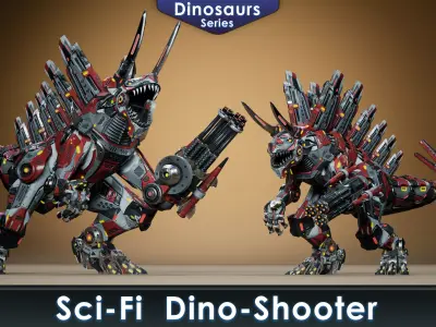 Sci-Fi Dino Shooter Low-poly 3D model