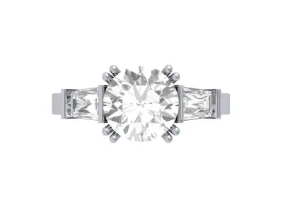 Solitair 3 Stone Ring 3D print model