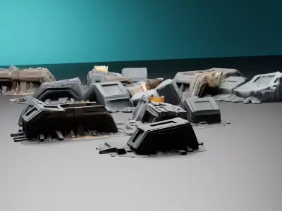 Debris04 Smoke and Sparks LowPoly LOD Low-poly 3D model