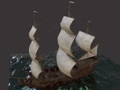 Sailboat Galleon - GameReady Low-poly 3D model
