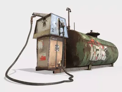 Old Gas Pump and Gas Tank 3D model