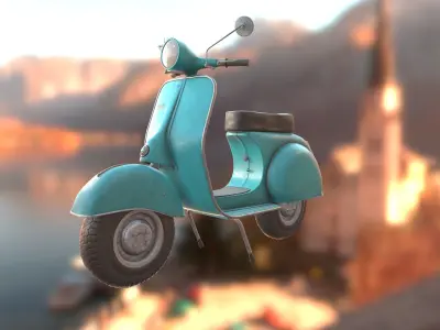 Vintage Scooter Low-poly 3D model