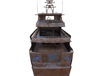 Low Poly Rusty Yacht 3D Model Game Ready PBR Marine Vessel  Low-poly 3D model