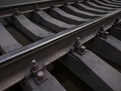 Railway lowpoly PBR railroad track Low-poly 3D model