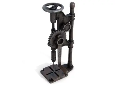 Rusty Metal Drilling Machine Low-poly 3D model