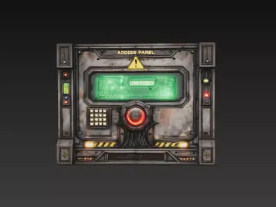 Sci-Fi Industrial Access Control Panel - PBR Low Poly Game Ready Low-poly 3D model