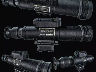 AN PVS 2  Night Vision Scope  With Mount  Low-poly 3D model