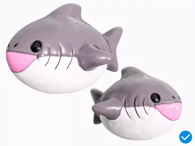 Rubber Toy Shark PBR Low-poly 3D model