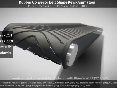 Rubber Conveyor Belt Shape Keys-Animation Low-poly 3D model