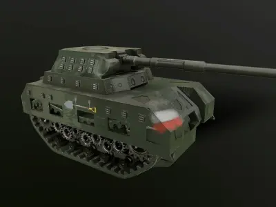 Tank low poly animated Low-poly 3D model