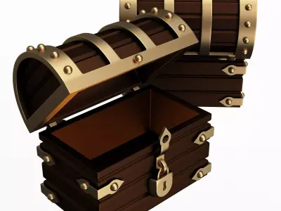 Chest Treasure Opened Low-poly 3D model