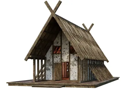 Old Medieval Building House 4K Textures GameReady 91 Low-poly 3D model