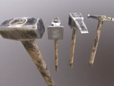 Hammer set of hammers Low-poly 3D model
