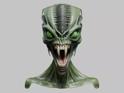 Alien head Bust Creature Pack Low-poly 3D model