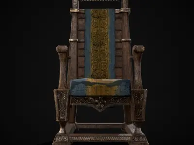 Regal Hardwood Chair Low-poly 3D model