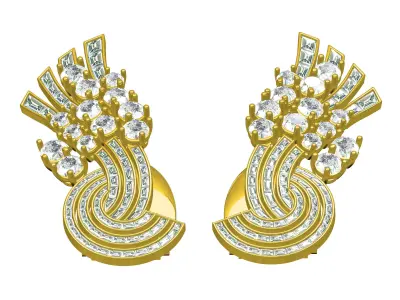 Antique Vintage Style Diamond Earring 3D print model