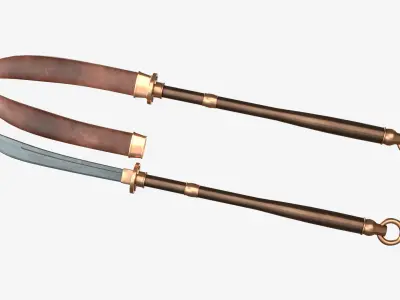 Japanese Spear Nagamaki 4 colors 3D model