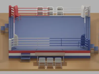 Low Poly Cartoon Boxing Ring 3D model