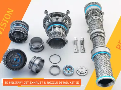 3d Military Jet Exhaust and Nozzle Detail kit III 3D model