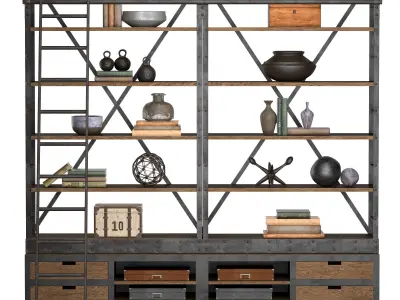 Industrial Iron Bookshelf 3D model