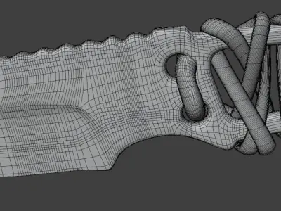 Knife with Rope Grip 3D Model 3D model