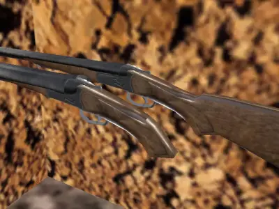 PSX Double Barrel Shotgun - Long  and Sawed-Off Low-poly 3D model
