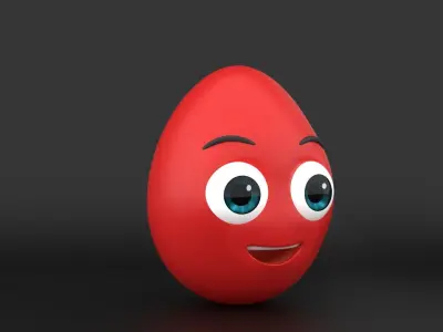 Cartoon Egg Character 3D Model Low-poly 3D model