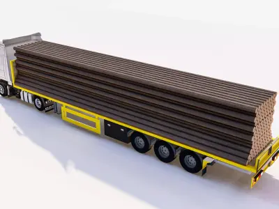 Industrial Forestry Logging Truck 3D Model 3D model