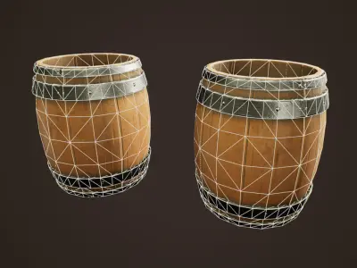 Stylized Western Opened Wooden Barrel Free low-poly 3D model
