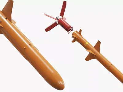 Training Target Missile with Foldable Fins 3D model