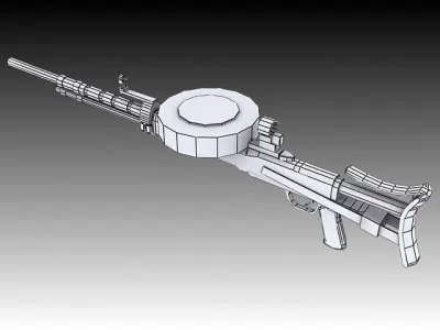 Degtyaryova Tankovy Machine Gun Low-poly 3D model
